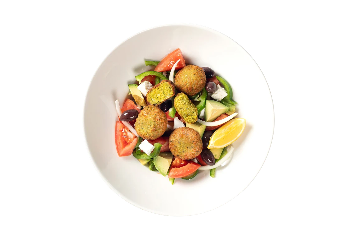 Greek Salad with Falafel & Avo